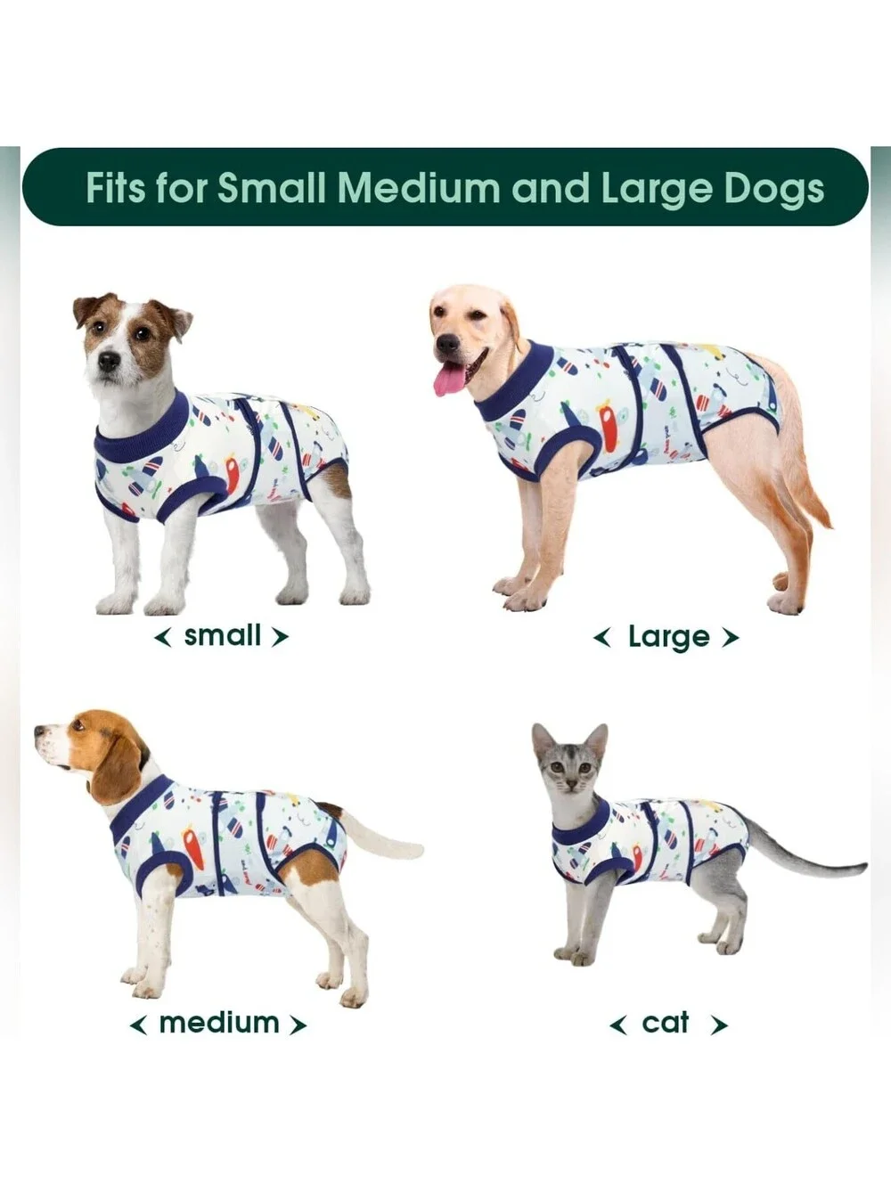 NWT Kuoser Recovery Suit for After Abdominal Surgery Prevent Licking, Large